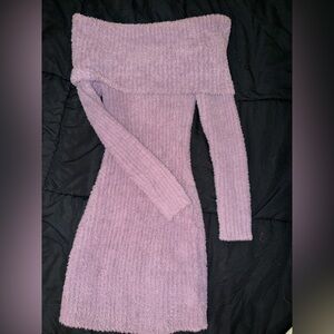 Off-Shoulder Lavender Sweater Dress